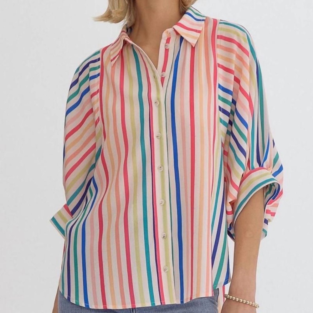 Entro Vibrant Striped Blouse